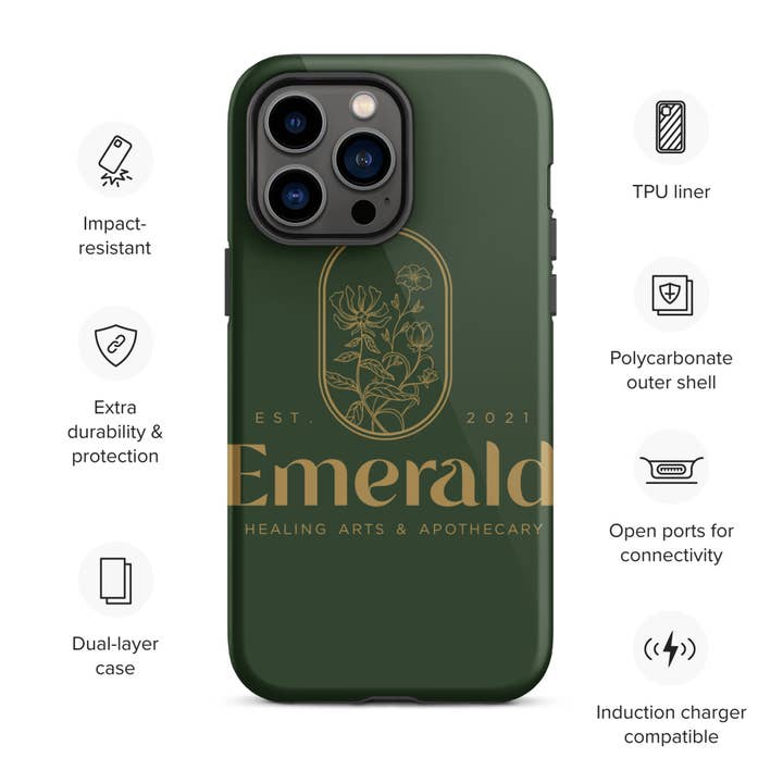 Custodia resistente per iPhone Emerald per la vendita all'ingrosso da parte di Practicality Skin & Body care