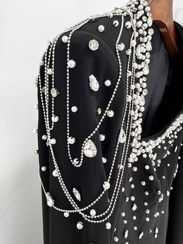 Productseeker – Großhandel Abendkleid – Damen – DR388Y Handbesticktes Kettenschal-Ärmel bodenlanges Kleid8