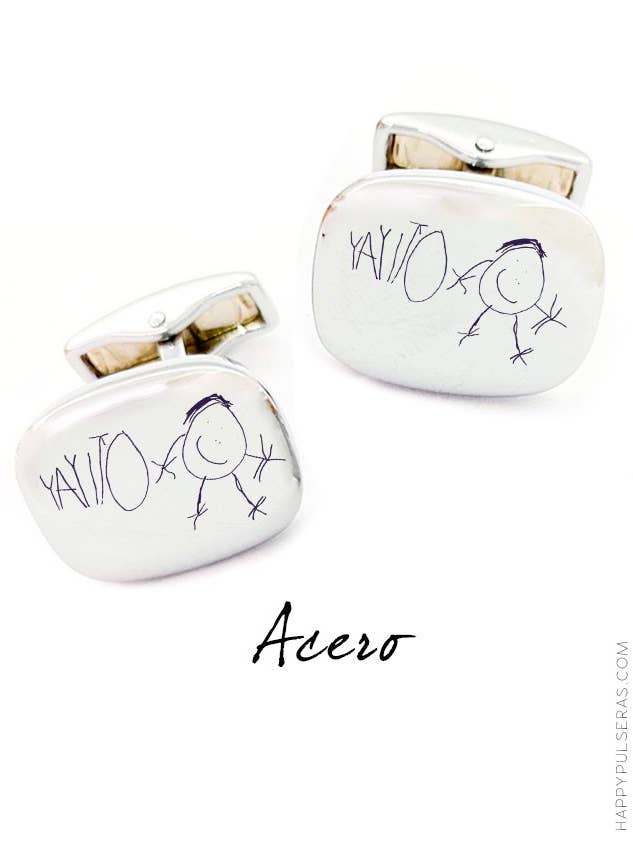 Boutons de manchette rectangulaires en acier personnalisés avec DRAWING pour la vente par Happypulseras