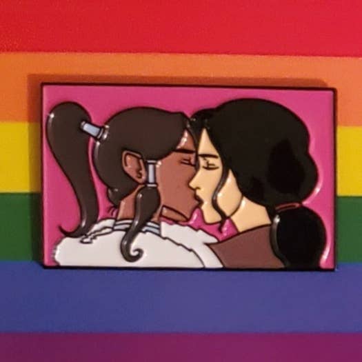 KORRA x ASAMI Lesbian Kiss Pin, lgbtq pride for wholesale by PRIDE PINS