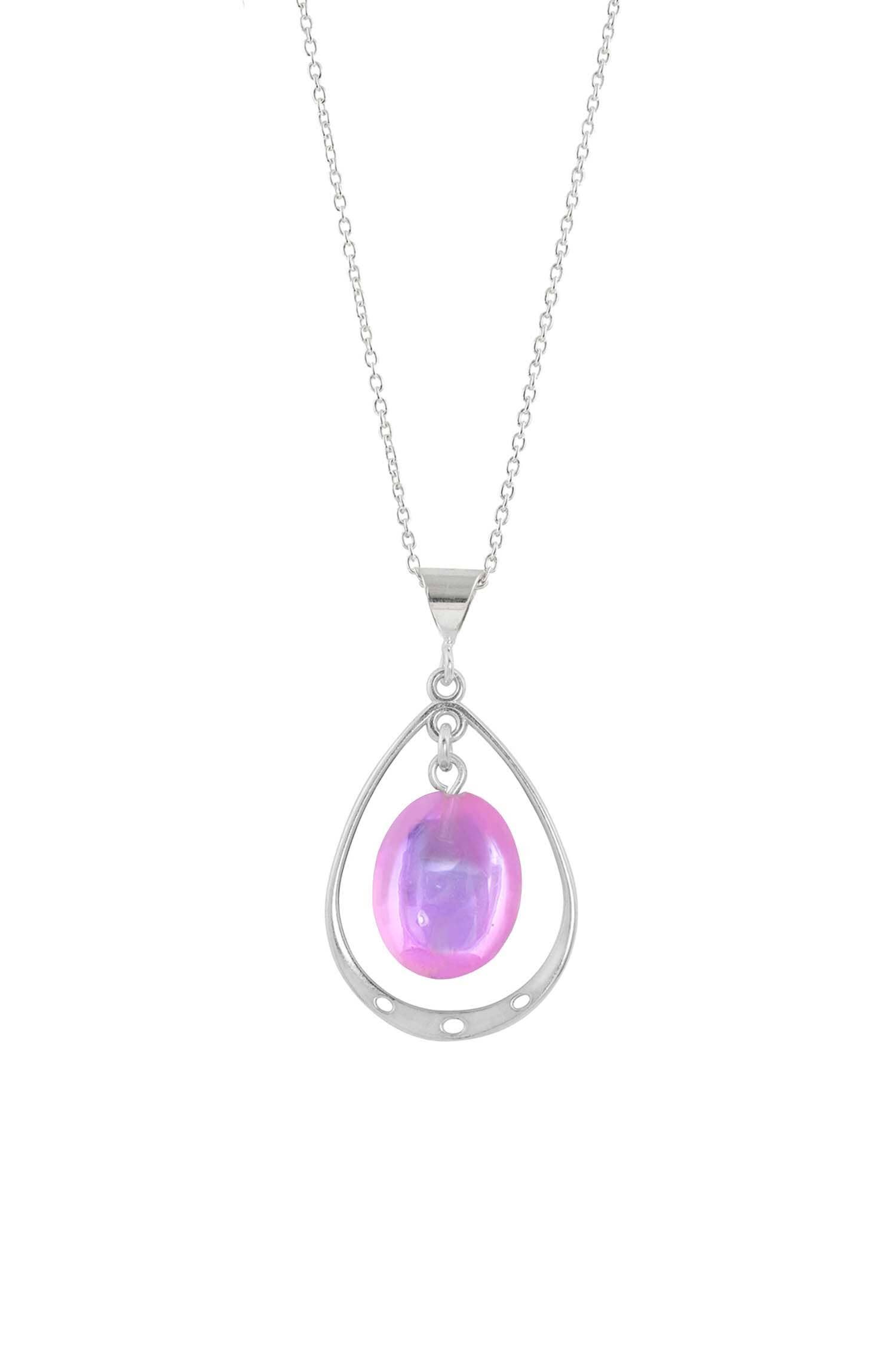 LeightWorks - Wholesale Pendant/Charm Necklace - Oval w Loop Pendant Sterling Silver Crystal Jewelry Necklace7