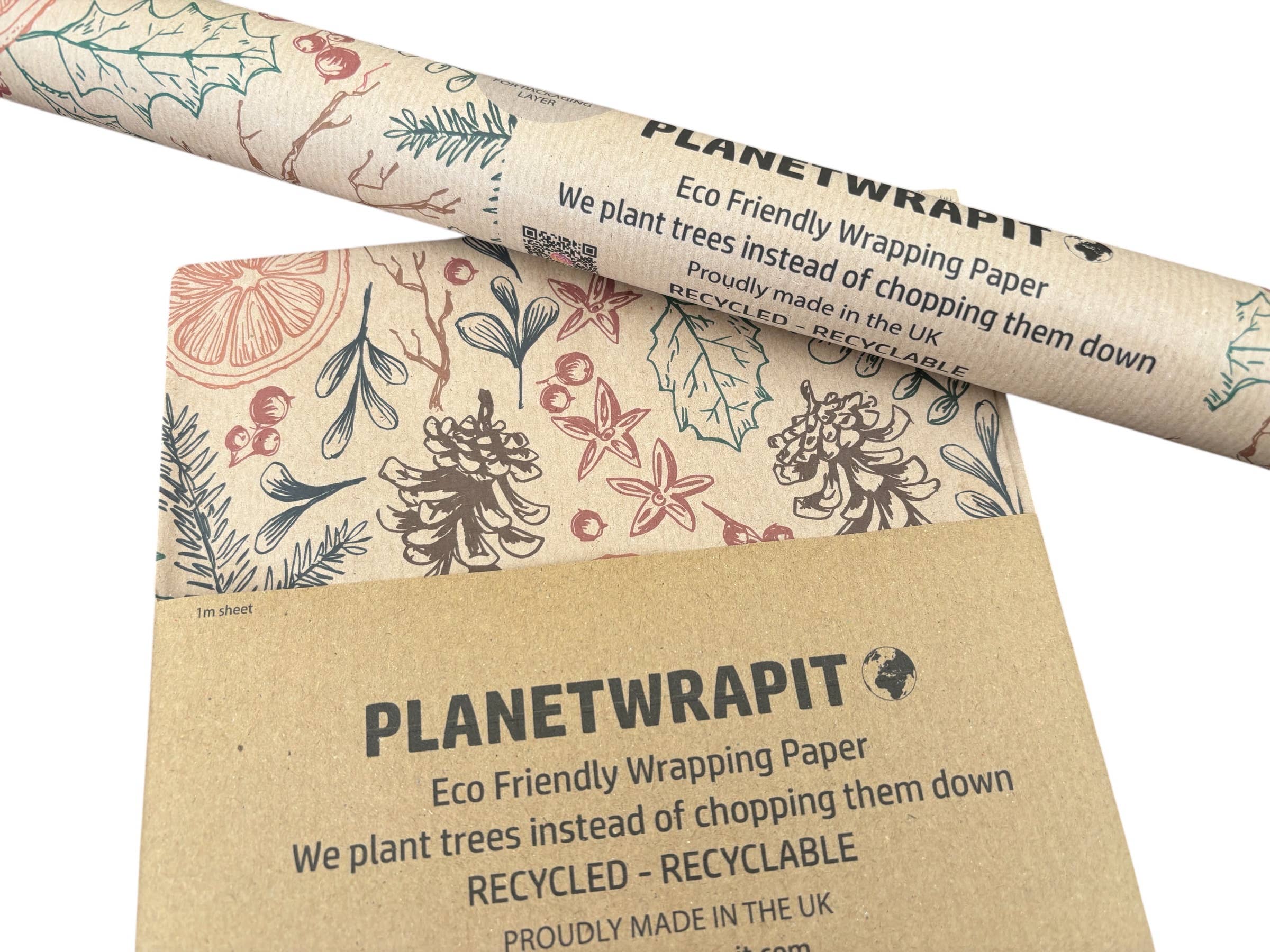 PlanetWrapIt - Wholesale Flat Wrap - Christmas Dried Oranges Recycled Kraft Gift Wrapping Paper 8
