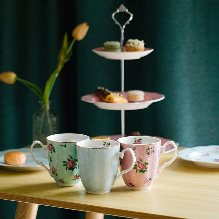 Brew To A Tea - Wholesale Coffee Mug - BTaT Floral Porcelain Bone China Coffee Mugs, Set of 85