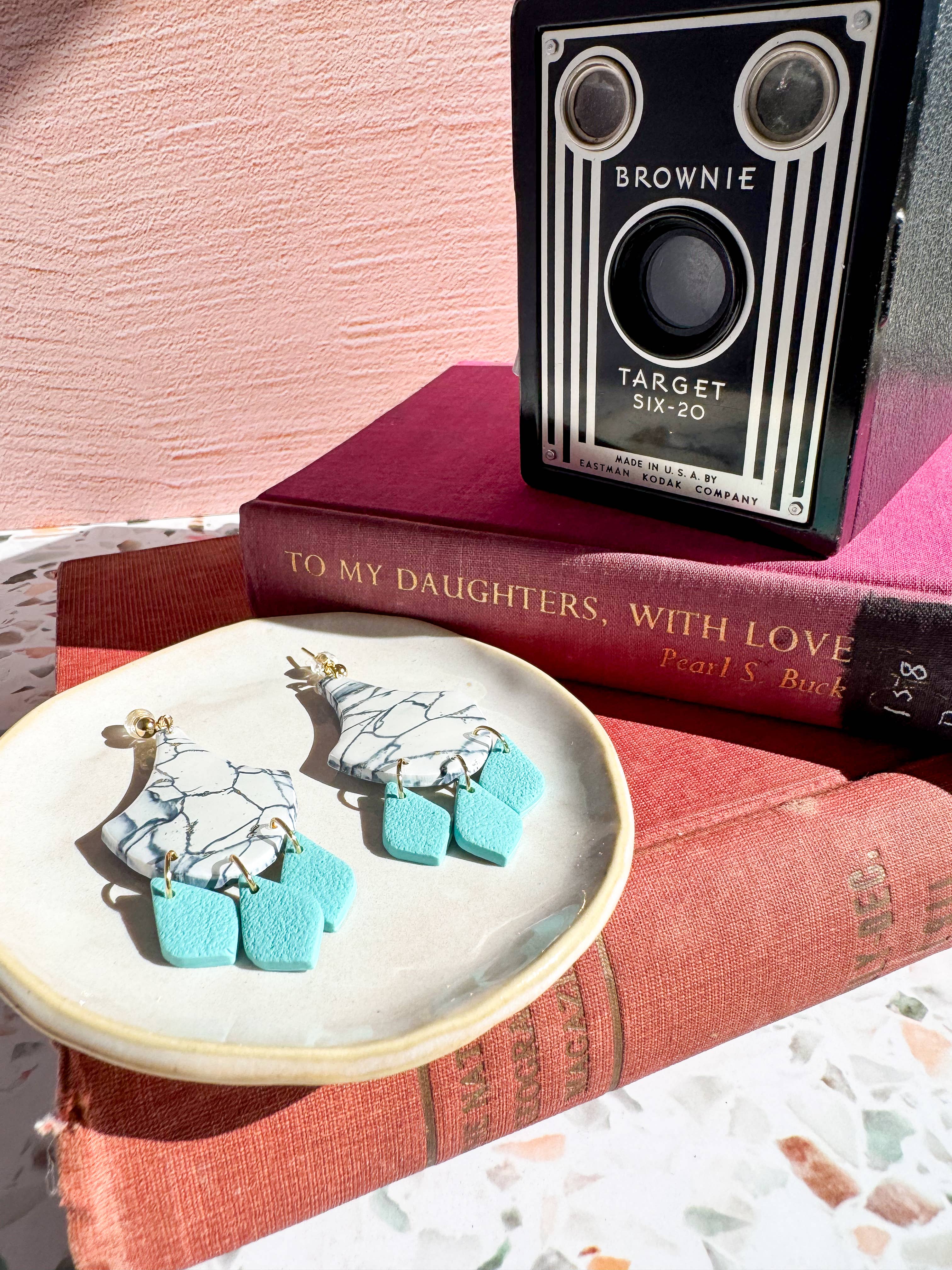 Anam Cara Clay Goods - Wholesale Dangle Earrings - Marbled Cherish Drop Earrings-Polymer Clay1