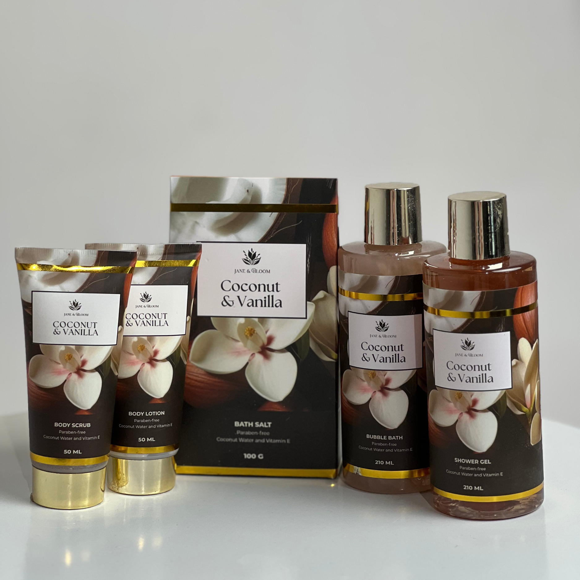 Jane & Bloom - Vente Set de bain et corps - Coffret Cadeau Spa Noix de Coco & Vanille, Coffret Soin de Soi6