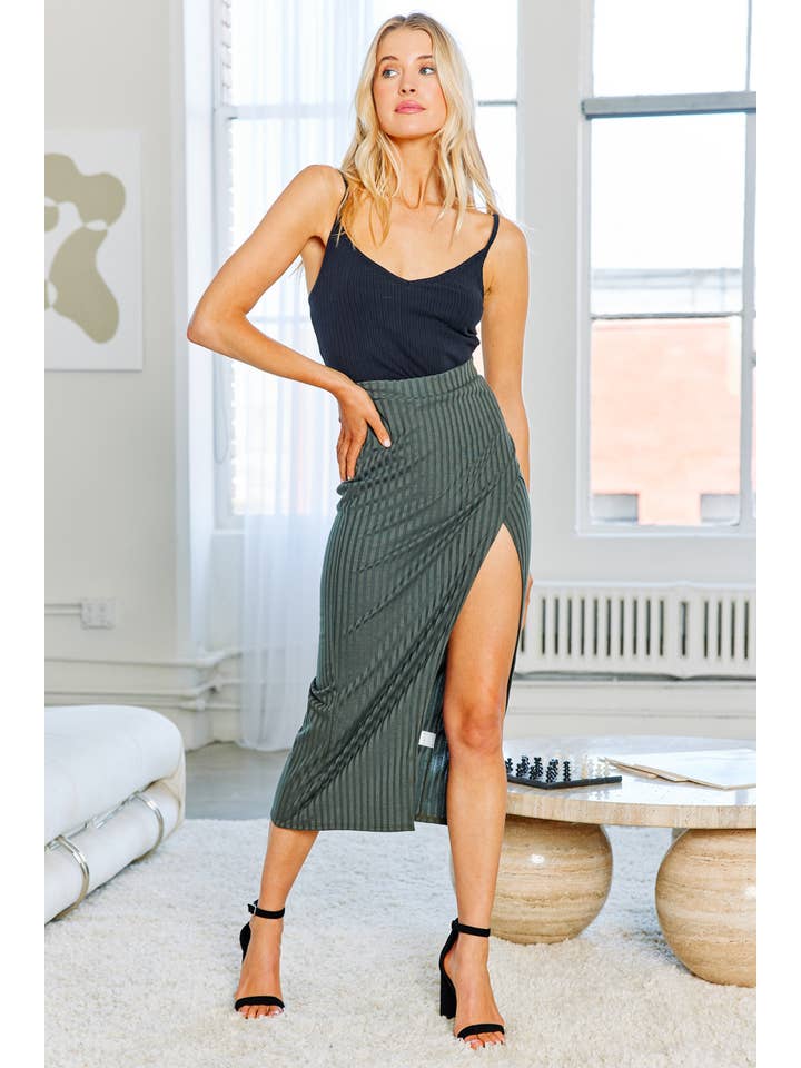 FSL Apparel - Wholesale Skirt - Women's - SS8032 - RIBBED WARP MIDI SEXY SKIRT5