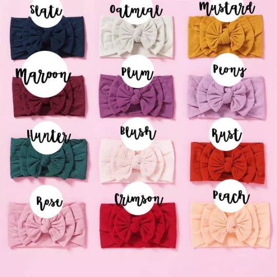 Golden Dot Lane - Wholesale Fashion Headband - Baby - Double Bow Nylon Headbands