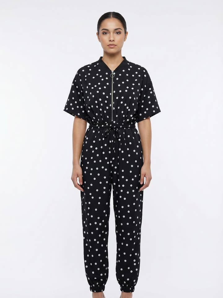 Combinaison de jogging à fermeture éclair à pois pour la vente par LINZY