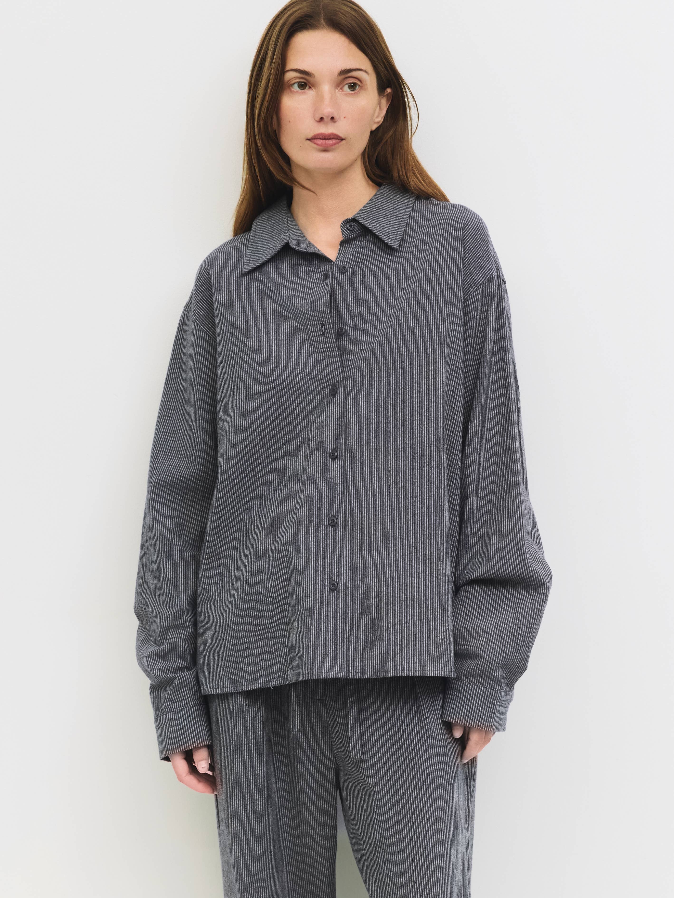 MOD REF – Camisa - Mulher por atacado – A Camisa Ellen | Camisa às Riscas com Botões9