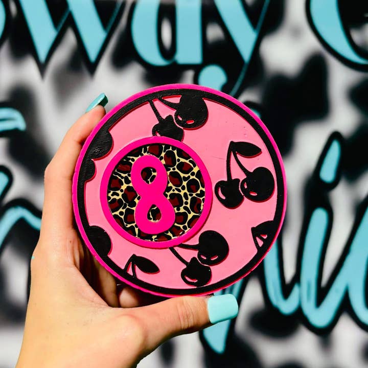 Pink Cheetah 8 Ball Car Freshie for wholesale by Rowdy Girl Freshies