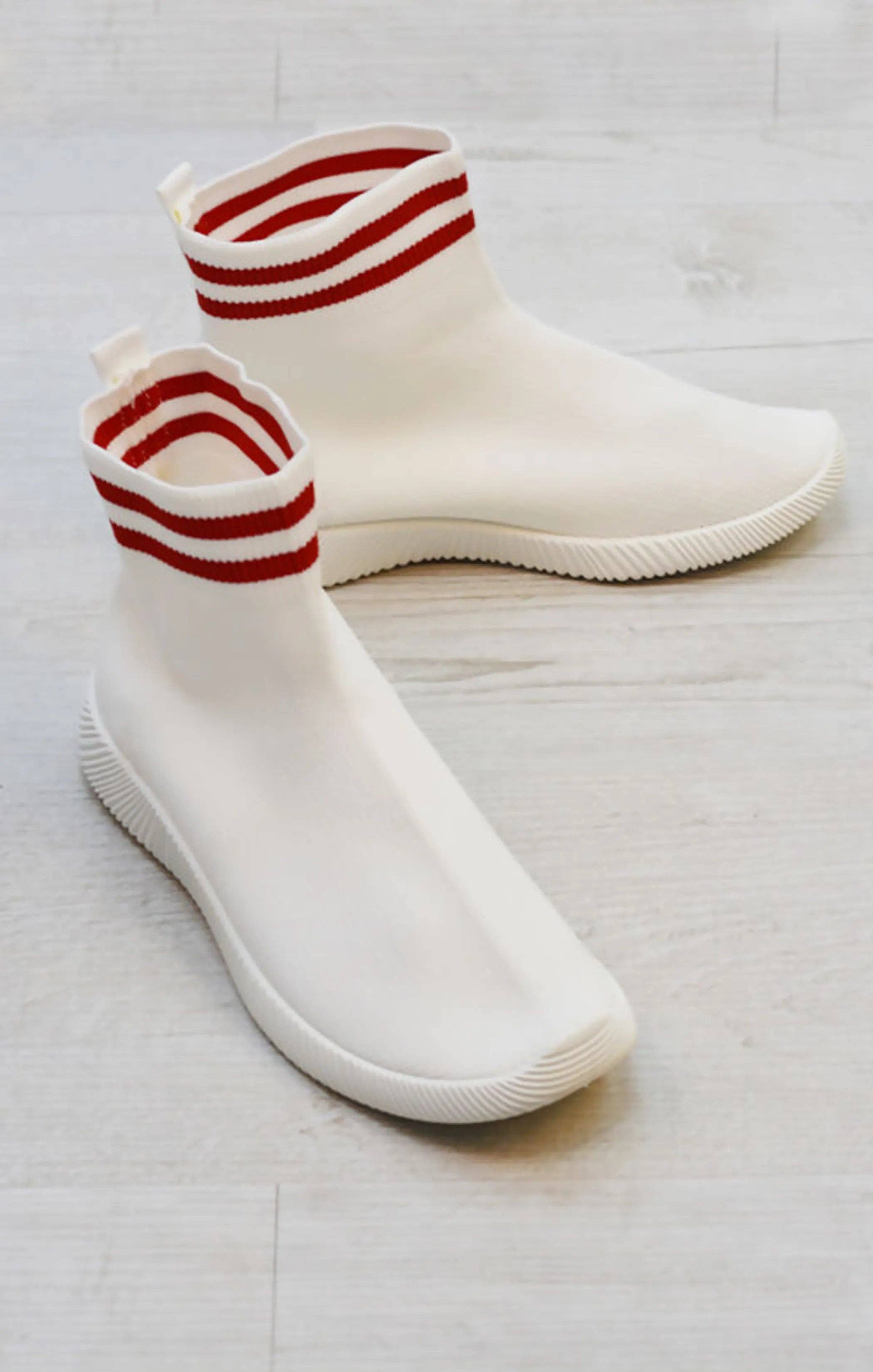 White Chunky Sole High Runner Sock Trainers - Vera for wholesale on Faire0