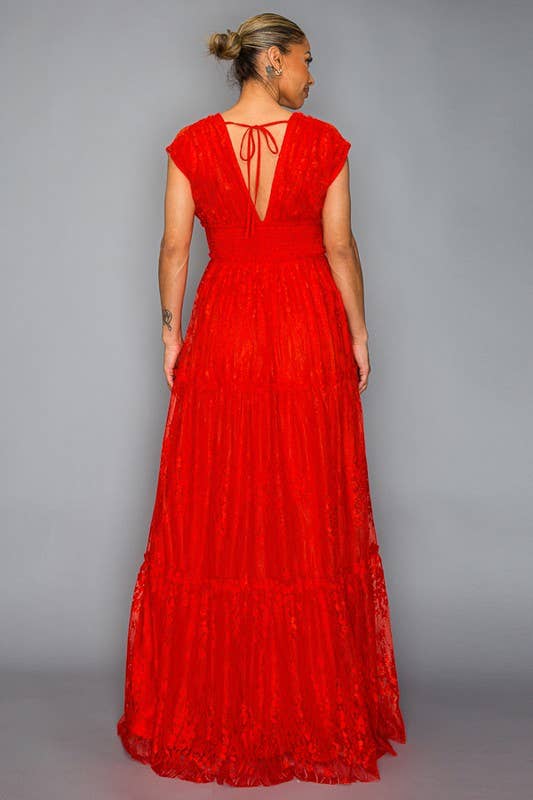 Miss Avenue – wholesale Klänning - Dam – Maxiklänning med heltäckande spets med rökig midja DM3107.2