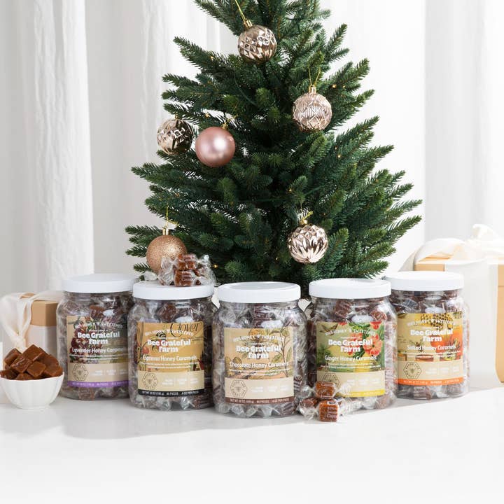 Bee Grateful Farm's 100% Honey Sweetened Caramels - Wholesale Caramel - Grab N Go Jar- Chocolate- 2#- 80 Pieces