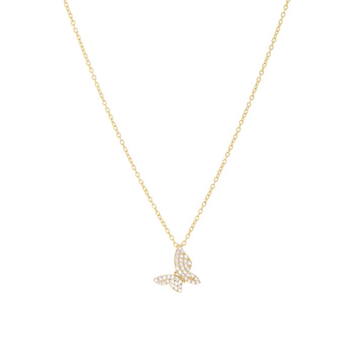 gold plated dainty cz butterfly necklace for wholesale by Marlyn Schiff