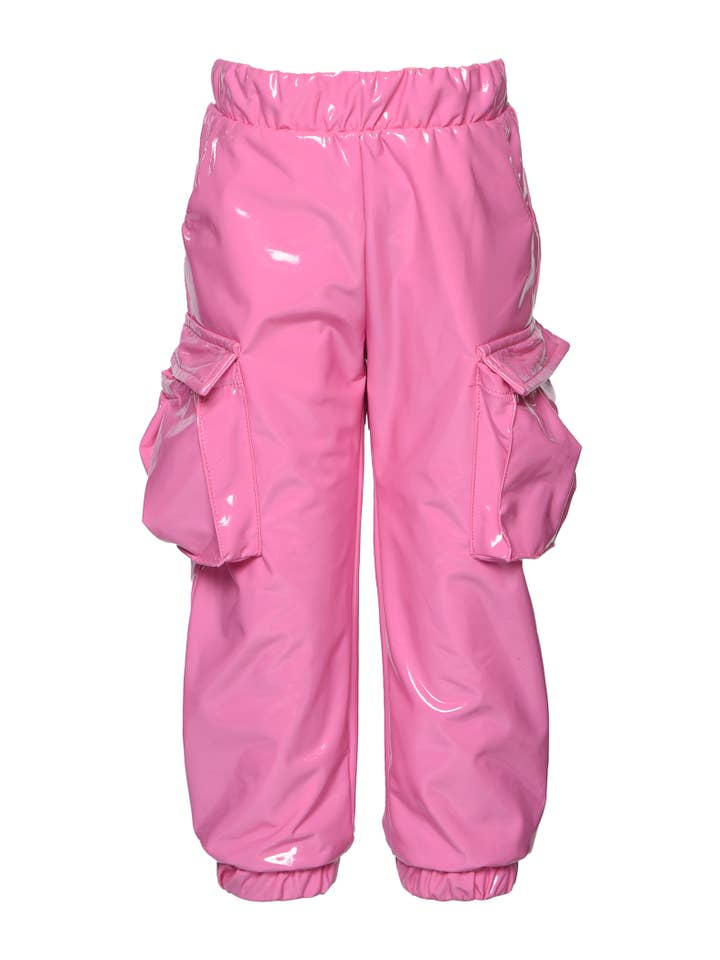 PINK FAUX LEATHER CARGO JOGGERS for wholesale on Faire