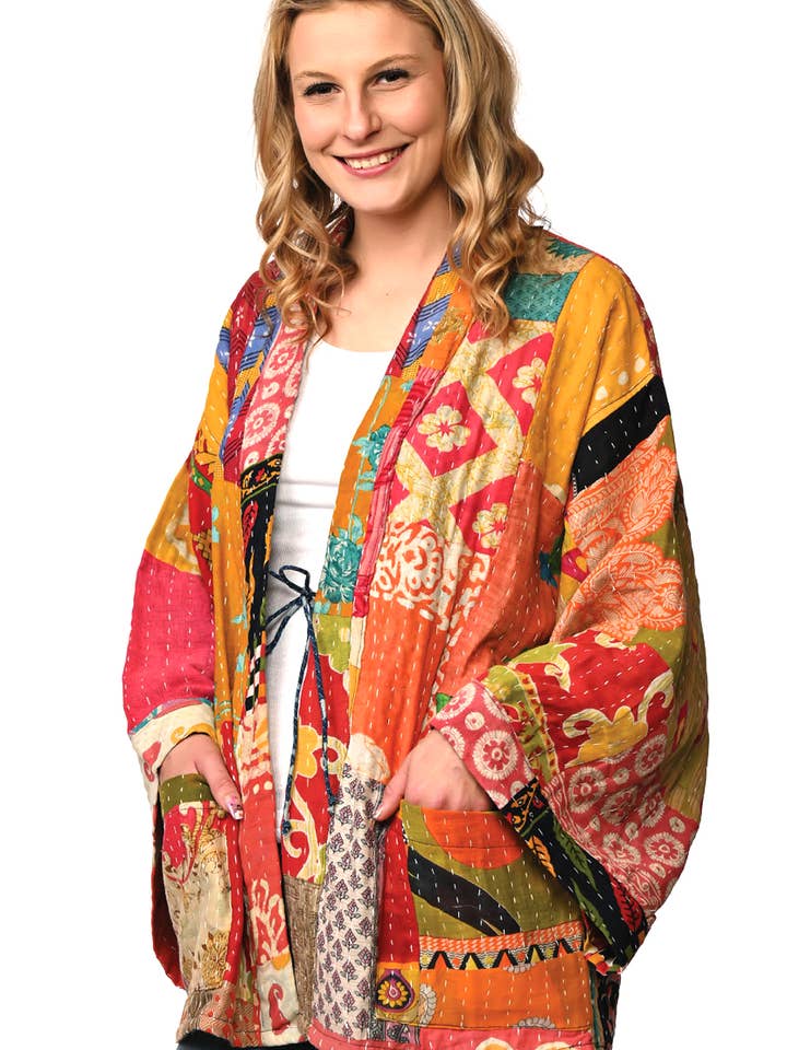 Sevya Handmade - Vendita all'ingrosso Kimono - Donna - Giacca Kimono Kantha reversibile in cotone2