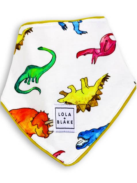 Dinos Dribble Bib for wholesale by LOLA+BLAKE