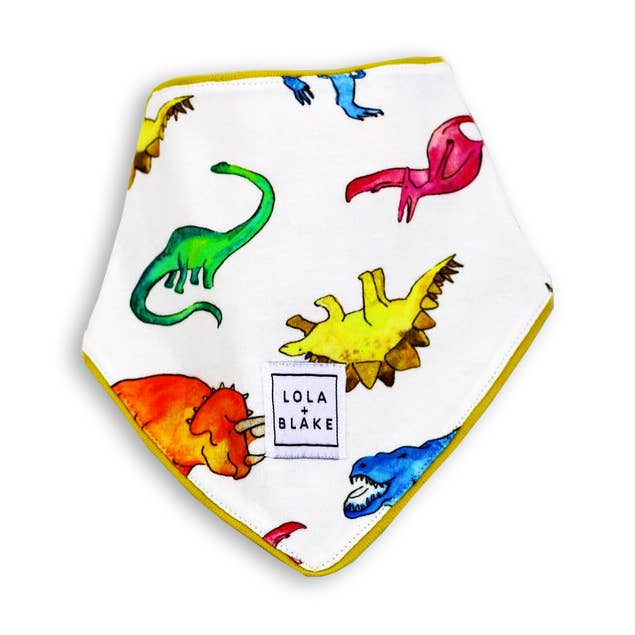 Dinos Dribble Bib for wholesale by LOLA+BLAKE