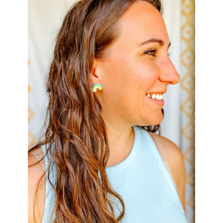 Lauren Likes Art - Wholesale Stud/Post Earrings - Lucky Charms Polymer Clay Heart & Star Stud Earrings1