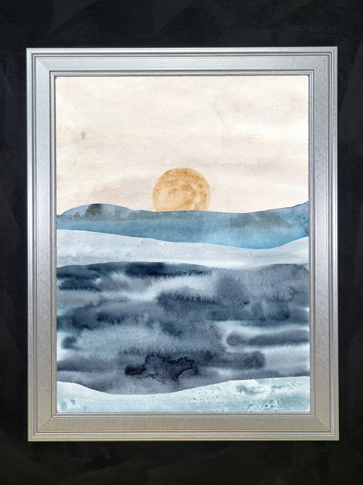 Paysage abstrait II avec argent tourbillonnant et tissu pour la vente par The Brightener Group