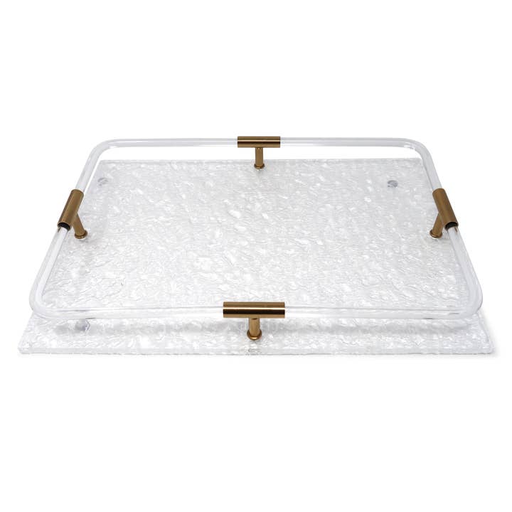 VIVIENCE - Wholesale Serving Tray - Acrylic Tray with Gold Detail on Handle1
