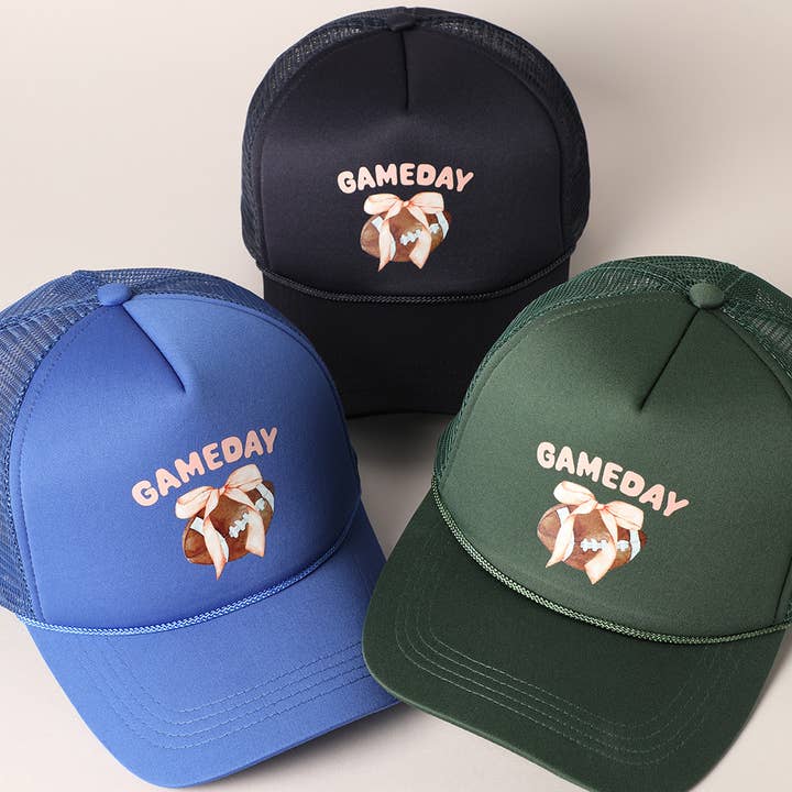 Gameday Bow Football Mesh Back Trucker Hat for wholesale by Fashion City