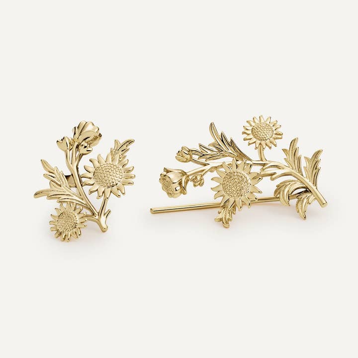 ASYMMETRISCHE ZONNEBLOEM OORBELLEN voor wholesale door EarCandy Jewelry