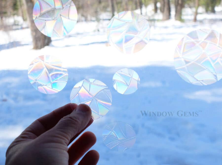 Window Gems - Wholesale Suncatcher - Dots Window Clings - Bird Strike Decals - Prismatic2