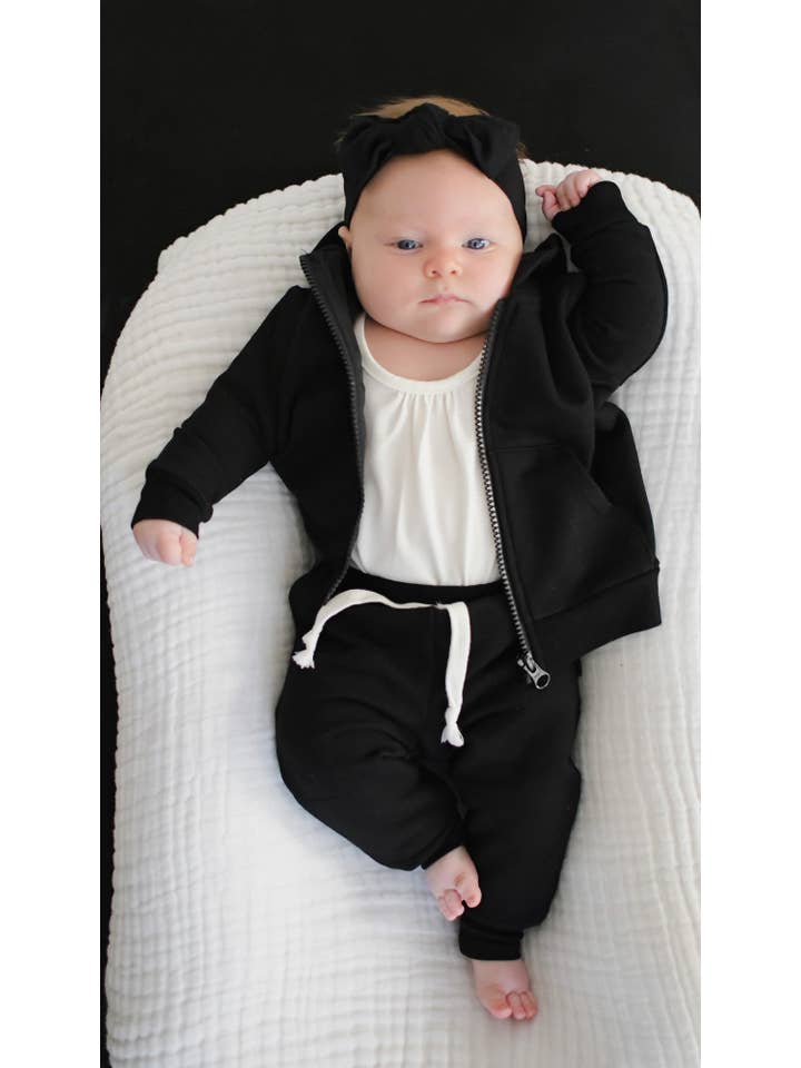 millie + roo LLC - Wholesale Lounge Sweatpants/Joggers - Kids - JOGGERS- Black Bamboo French Terry9
