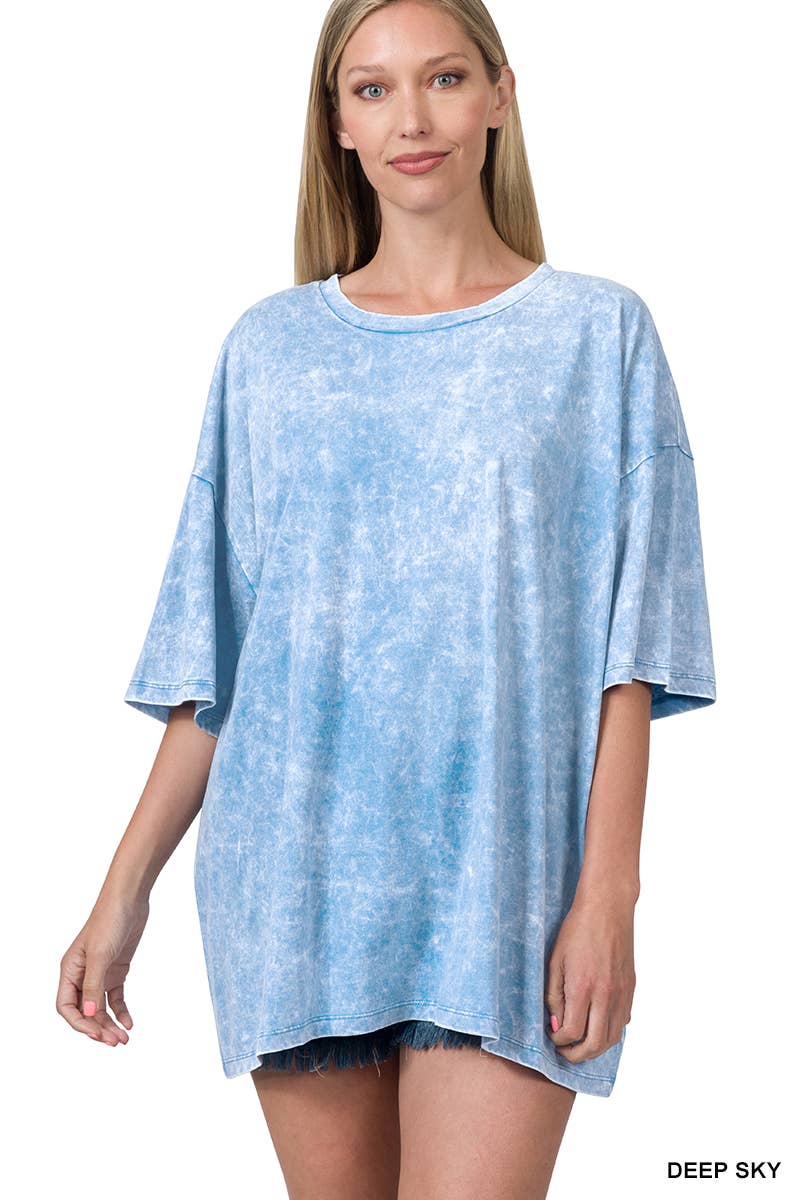 42POPS - Wholesale Knit Top - Women's - `.Acid Wash Cotton Oversized Tee17