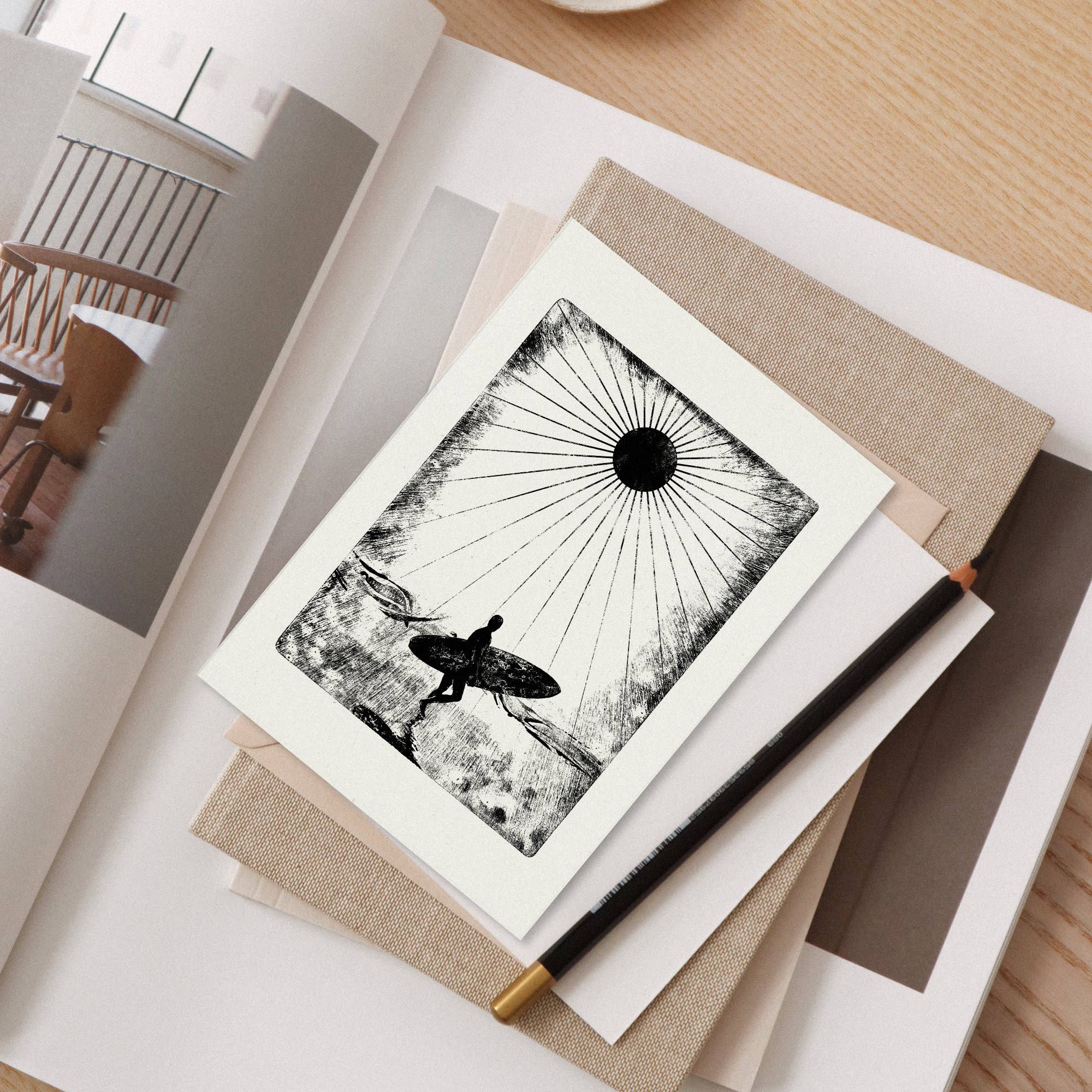 Luke Holcombe Studio - Wholesale Everyday Greeting Card - Chasing Waves Individual Card (A6) Surfing Summer Minimal6