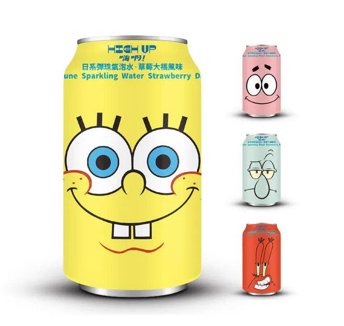 Pops Distro Inc - Wholesale Sparkling Water - High Up Spongebob Squarepants Ramune Sparkling Water - Strawberry Daifuku Flavor (330ml) (China) 6-Pack0