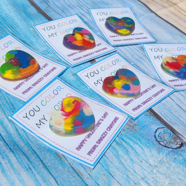 Snazzy Crayons - Wholesale Party Favor - Valentines Day Cards, Crayon Hearts2