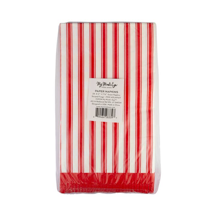 My Mind’s Eye - Wholesale Disposable Napkin - PLNP617 - Striped Fringe Guest Towel Dinner Napkin