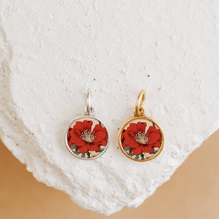 Bel Kai - Wholesale Individual Charm/Pendant - Remembrance Poppy Charm Pendant Necklace Gold or Silver