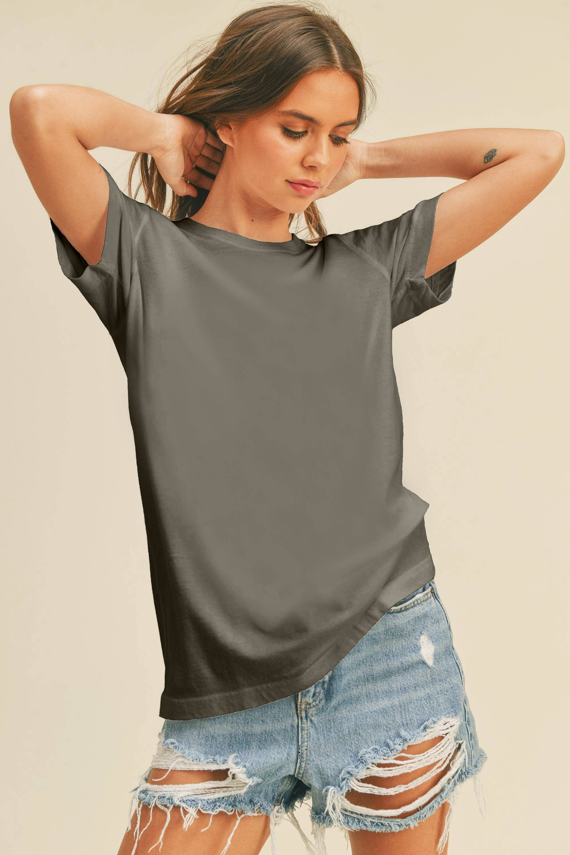 Honestee - Venta al por mayor Camiseta estampada - Mujer - Camiseta Clásica de Manga Corta en Blanco4