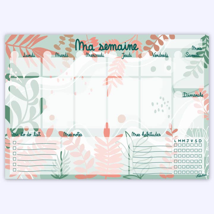 Bloc d'organisation A4 Inspiration nature pour la vente par Nébuline