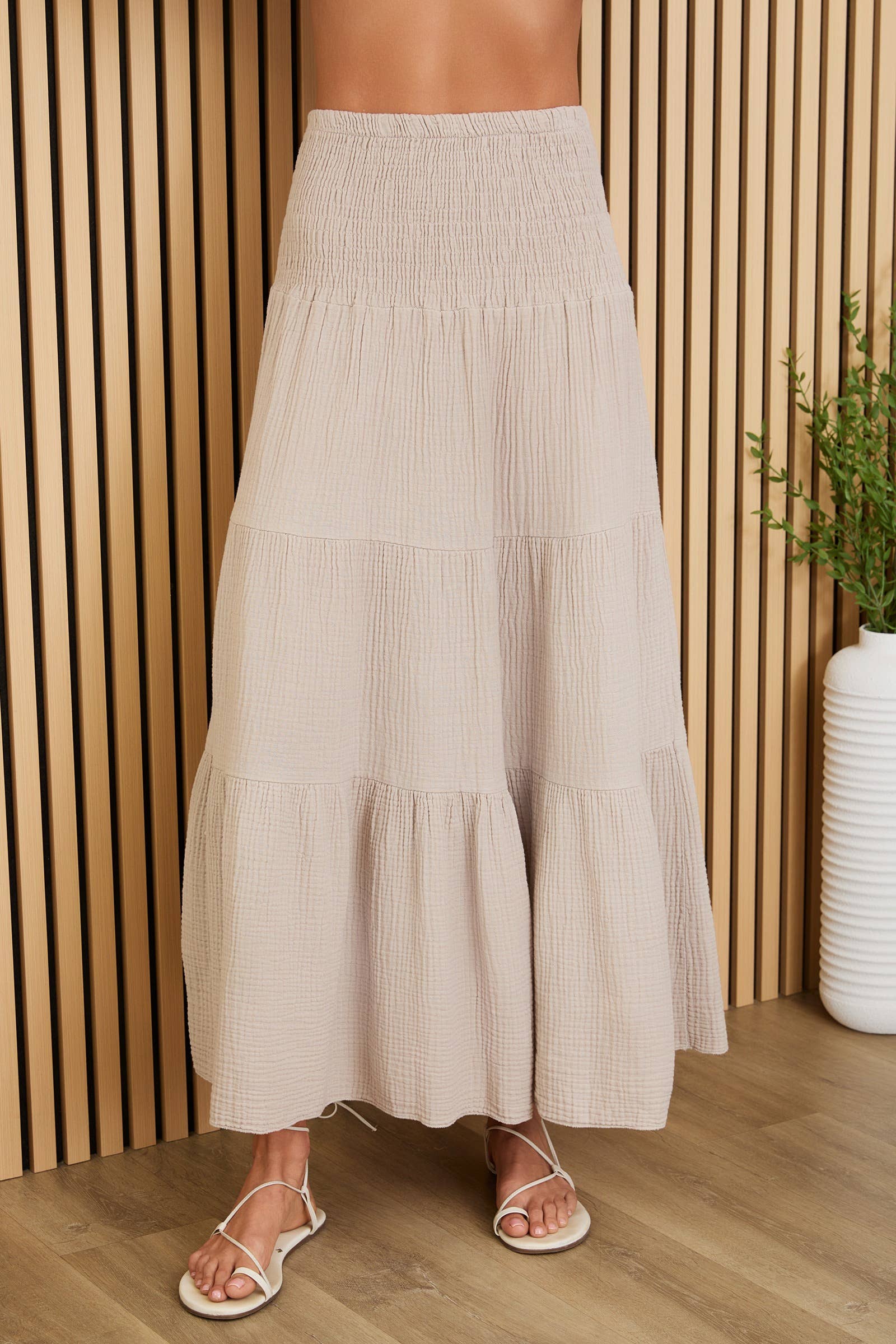 MILIO MILANO - Wholesale Skirt - Women's - TIERED COTTON GAUZE SKIRT (113016)12