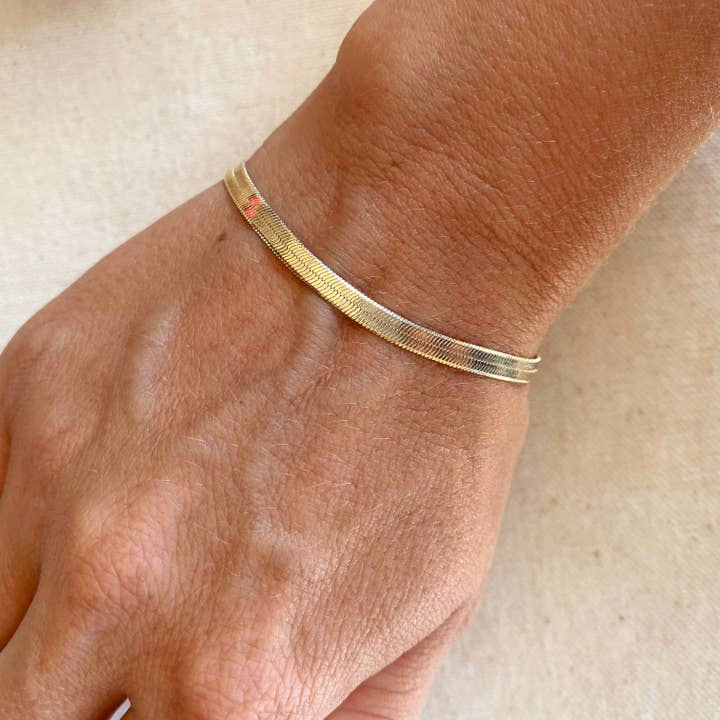 GoldFi - Wholesale Link & Chain Bracelet - 18k Gold Filled 4mm Herringbone Bracelet