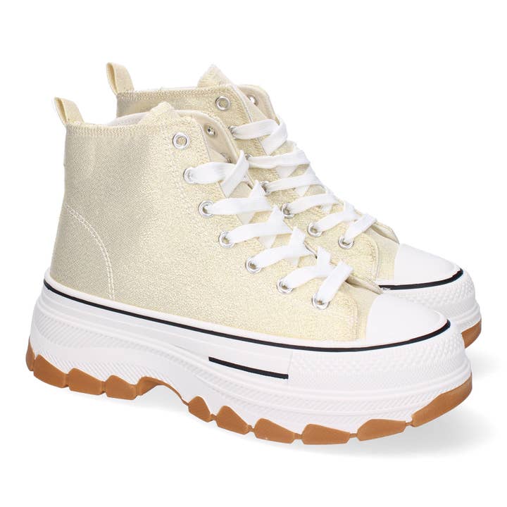 Goldene High-Top-Plattform-Sneaker für Damen für den Großhandel von Brideluxe Mayorista
