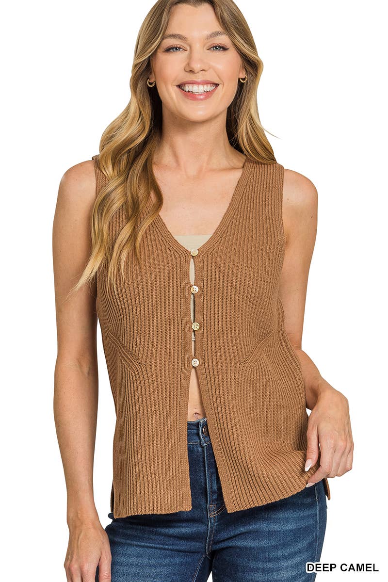 42POPS - Venta al por mayor Chaleco de abrigo - Mujer - Chaleco de Punto con 4 Botones 1016 SI-282490