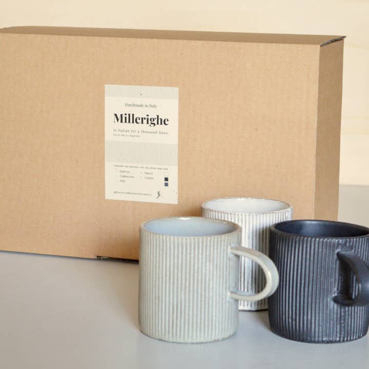 Karolina Bednorz Ceramics - Wholesale Coffee Mug - MILLERIGHE * CASE OF 8 * Ceramic Mug Handmade in Italy