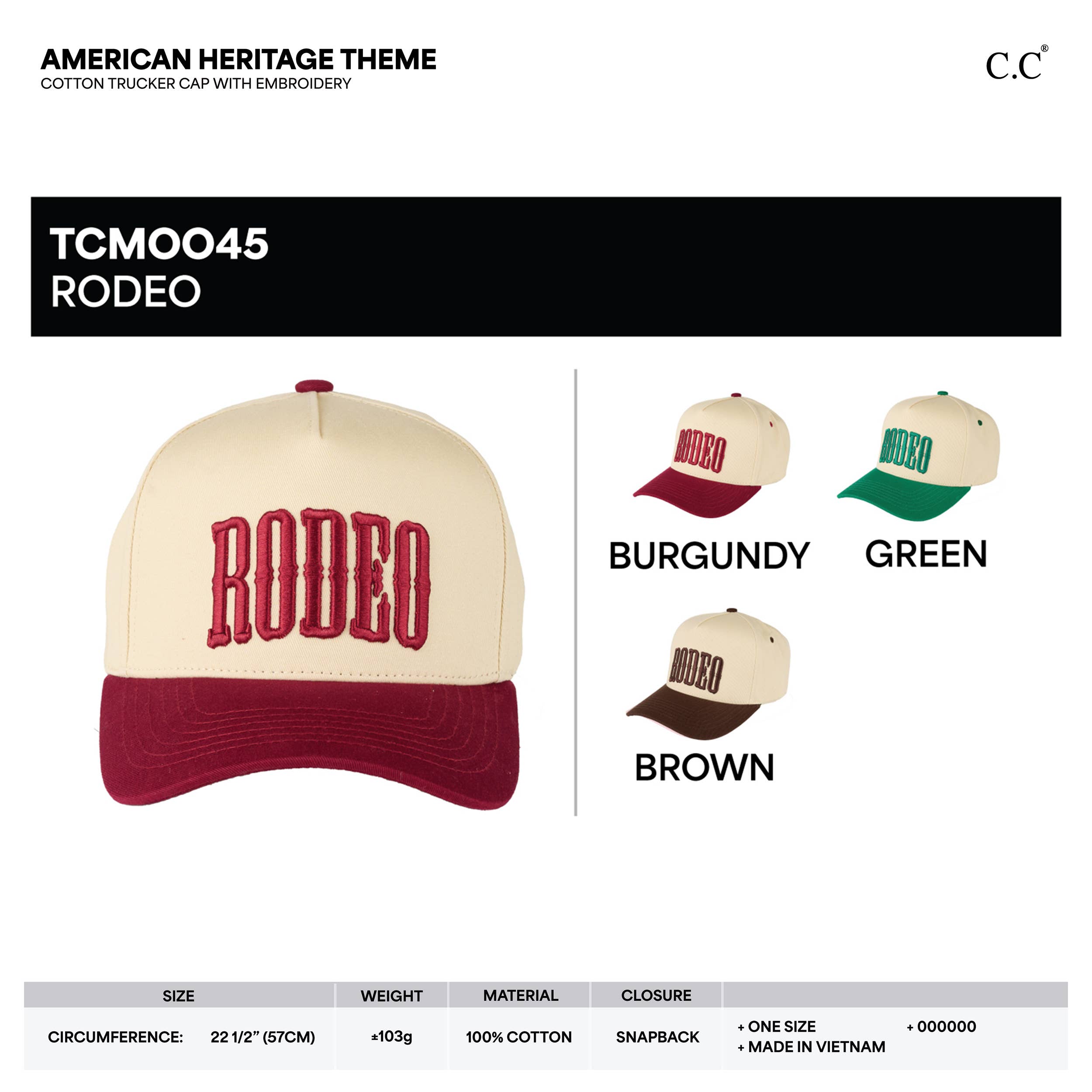 Hana - Wholesale Trucker Hat - Women's - C.C RODEO Letter Embroidered Snapback Trucker Hat7