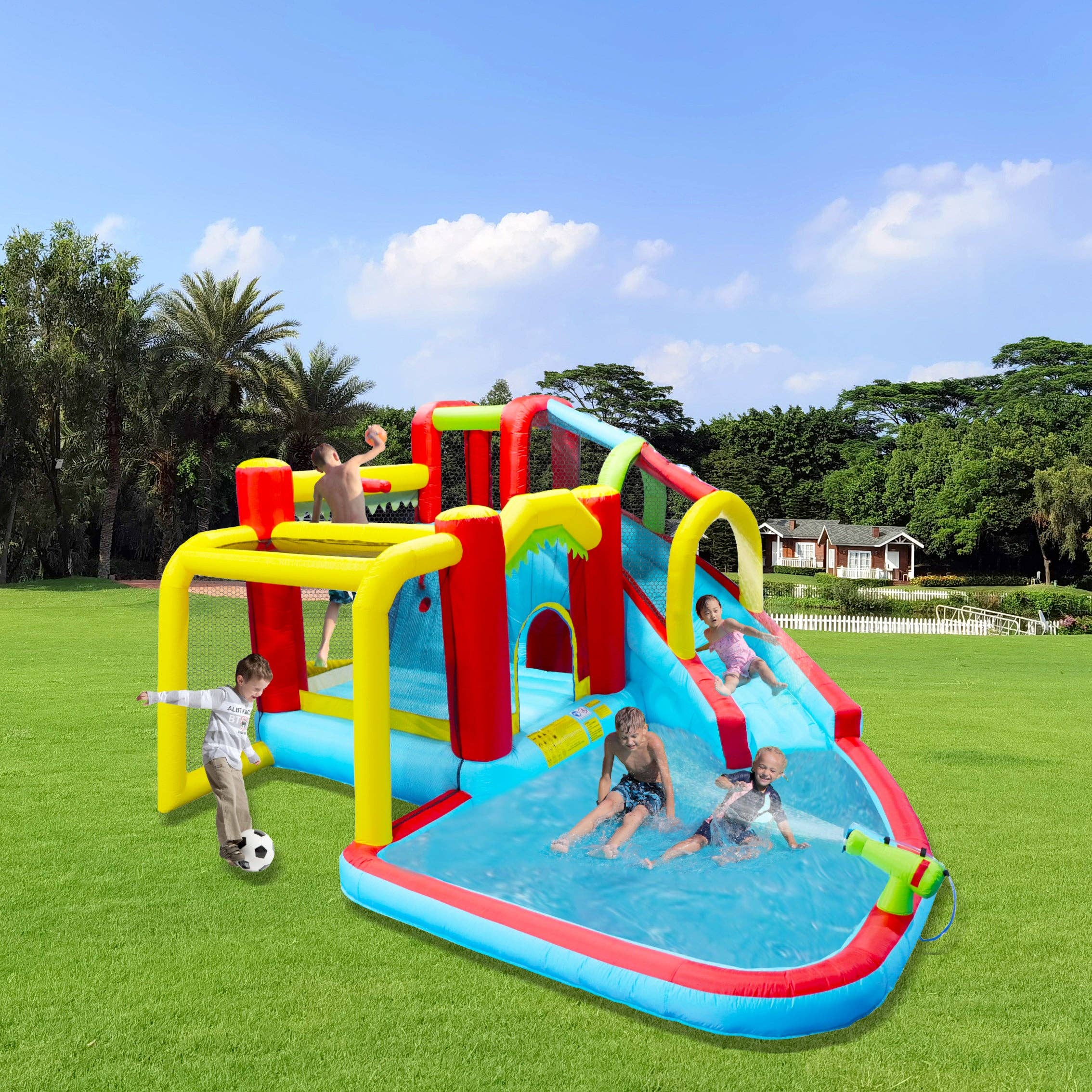 39F Inc. - Wholesale Inflatables - 7-in-1 Inflatable Water Park Bounce House – Slide, Pool 0