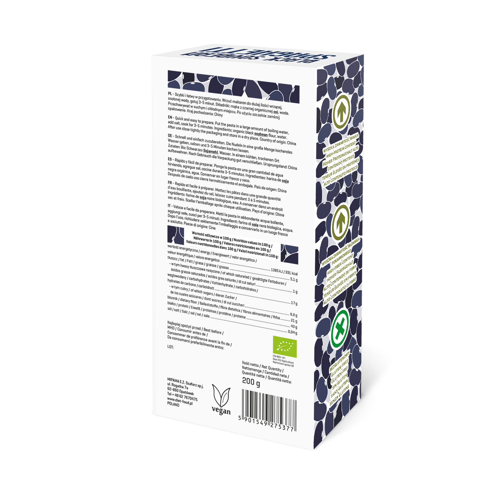 Diet Food - Wholesale Pasta - Bio Black Soybean Spaghetti 200 g1