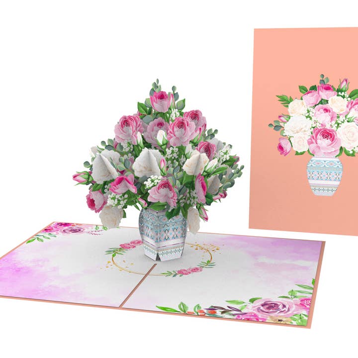 Arranged Rose Bouquet Pop-Up Card for wholesale by Blue Bird Cards