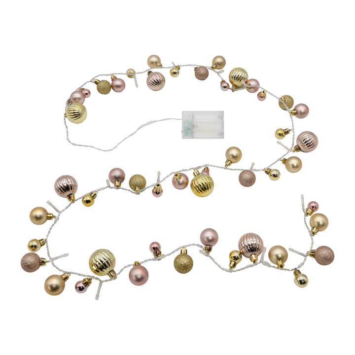 Battery Operated String Lights with Christmas Ornaments for wholesale by LumaBase