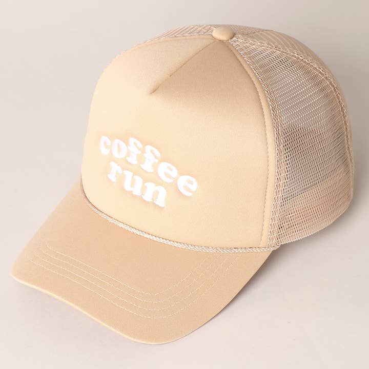 Fashion City - Wholesale Trucker Hat - Women's - Coffee Run Embroidered Trucker Cap