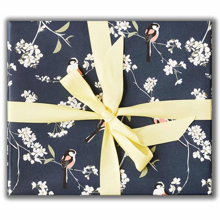 Lorna Syson - Vendita all'ingrosso Carta da regalo in fogli - Carta da regalo Blossom and Bird Navy a coda lunga