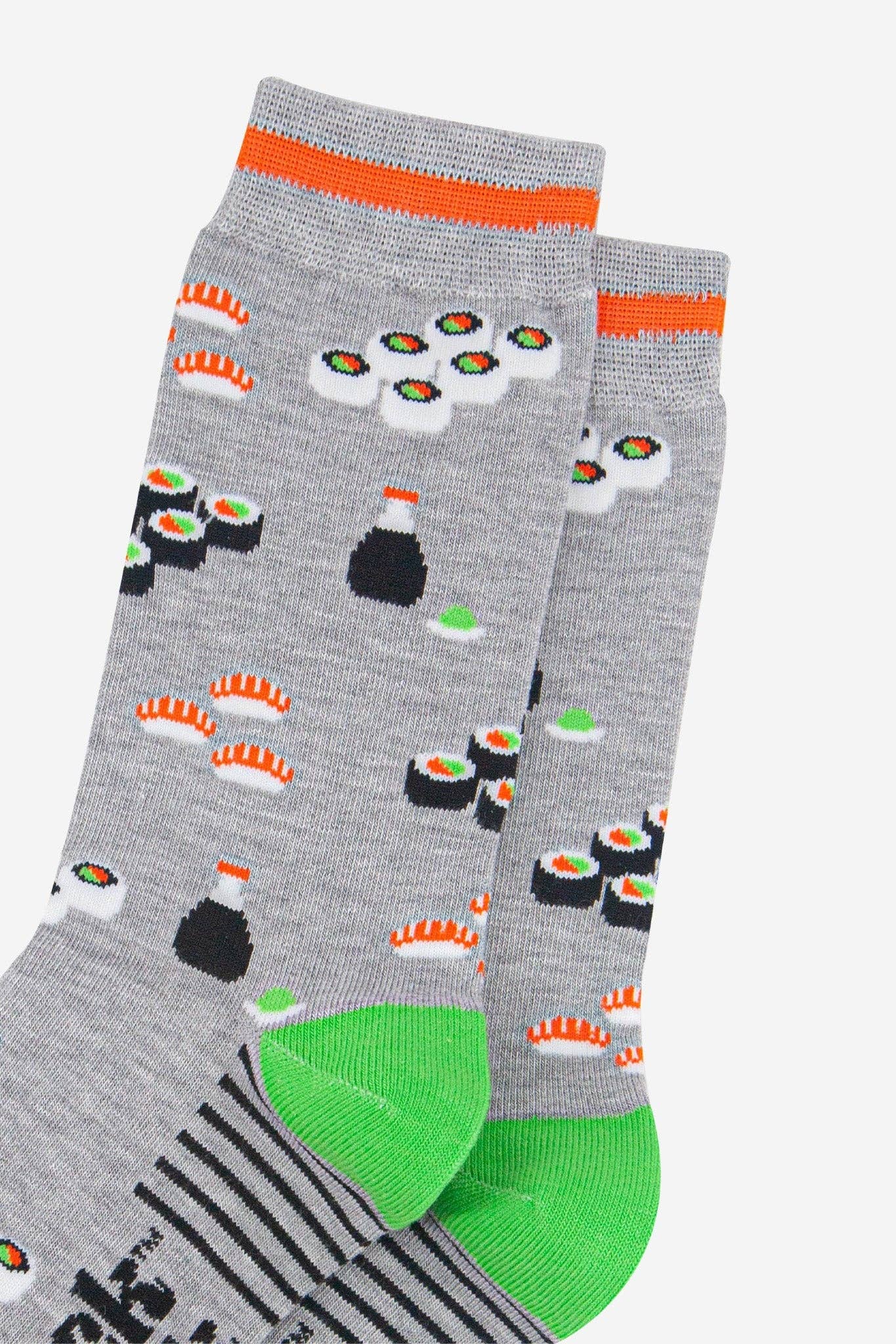 Sock Talk - Wholesale Socks - Men's - Men's Bamboo Socks - Light Grey/Orange, Sushi2